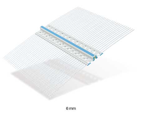 W 50 Bewegungsfugenprofil DUO-TEX mit coextrudierter Lasche und Gewebeteilen